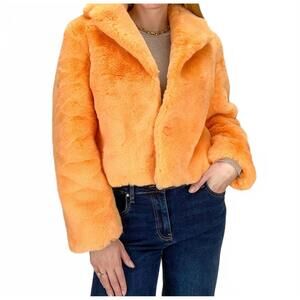 NEW FURIOUS FUR martha faux fur jacket in tangerine